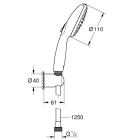 Душевой набор GROHE Tempesta 110, 2 режима, 1250 мм, 7,4 л/мин, черный матовый (261642433)