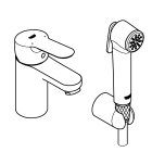 Смеситель для раковины GROHE BauEdge с цепочкой и гигиеническим душем, S-Size, хром (23757000)