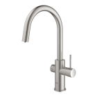 Смеситель для кухни GROHE Blue Home с системой фильтрации, охлаждения и газирования воды, Wi-Fi, суперсталь (31541DC0)