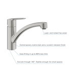 Смеситель для кухни GROHE Start с низким изливом, суперсталь (32441DC2)