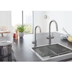 Смеситель для кухни GROHE Blue Home с системой фильтрации, охлаждения и газирования воды, Wi-Fi, суперсталь (31541DC0)