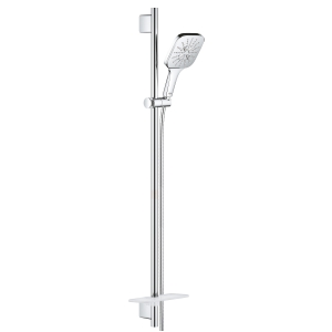 Душевой гарнитур GROHE Rainshower SmartActive 130 Cube с мыльницей, 3 режима струи, душевая штанга 900 мм, 9,5 л/мин, хром (26587000)
