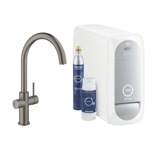 Смеситель для кухни GROHE Blue Home с системой фильтрации, охлаждения и газирования воды, Wi-Fi, темный графит матовый (31455AL1)