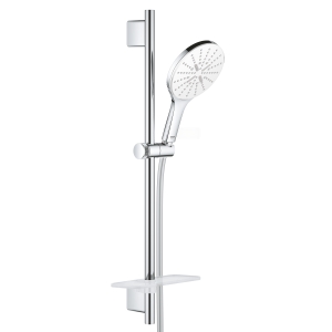 Душевой гарнитур GROHE Rainshower SmartActive 150 с мыльницей, 3 режима струи, душевая штанга 600 мм, 9,5 л/мин, белая луна (26592LS0)
