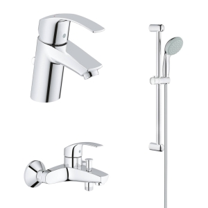 Комплект смесителей для ванной комнаты GROHE Eurosmart с душевым гарнитуром, хром (124446)