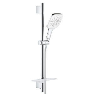 Душевой гарнитур GROHE Vitalio SmartActive 130 Cube с мыльницей, 3 режима струи, душевая штанга 600 мм, 9,5 л/мин, белая луна/хром (26596000)