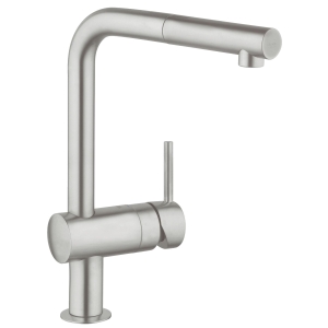 Смеситель для кухни GROHE Minta с вытяжным L-изливом, суперсталь (32168DC0)