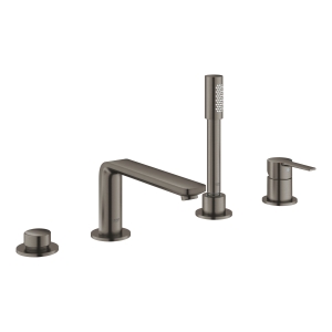 Смеситель для ванны GROHE Lineare на 4 отверстия, на край ванны, темный графит матовый (19577AL1)