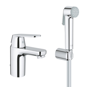 Смеситель для раковины GROHE Eurosmart Cosmopolitan с цепочкой и гигиеническим душем, S-Size, хром (23125000)