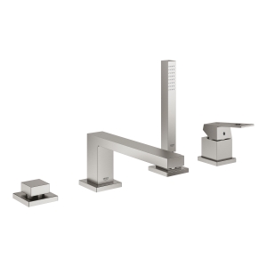 Смеситель для ванны GROHE Eurocube на 4 отверстия, на край ванны, суперсталь (19897DC1)