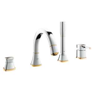 Смеситель для ванны GROHE Grandera на 4 отверстия, на край ванны, хром/золото (19936IG0)