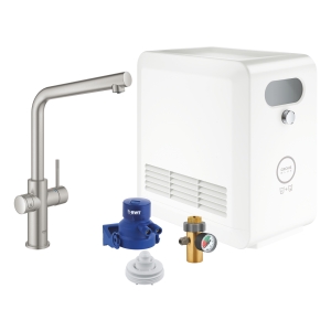 Смеситель для кухни GROHE Blue Professional с функцией фильтрации, с системой охлаждения и газирования воды, Wi-Fi, суперсталь (31347DC3)
