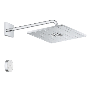 Верхний душ с душевым кронштейном 422 мм, 2 режима струи, GROHE Rainshower SmartConnect 310 Cube, хром, (26642000)