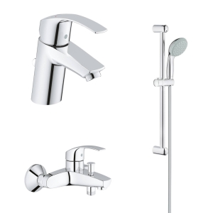 Комплект смесителей GROHE Eurosmart с душевым гарнитуром, хром (124446)