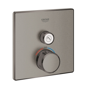 Внешняя часть термостата для душа GROHE Grohtherm SmartControl на 1 потребителя, квадратная, темный графит матовый (29123AL0)