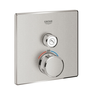 Внешняя часть термостата для душа GROHE Grohtherm SmartControl на 1 потребителя, квадратная, суперсталь (29123DC0)