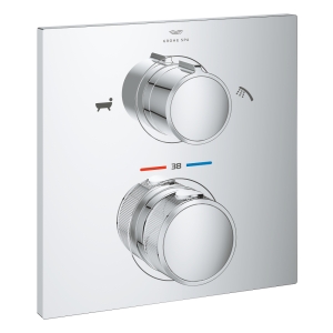 Внешняя часть термостата для ванны GROHE Allure скрытого монтажа на 2 потребителя, квадратная, хром (19446002)