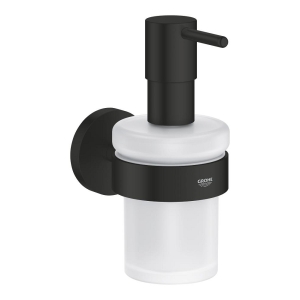 Дозатор жидкого мыла GROHE Essentials с держателем, матовый черный (1022572430)
