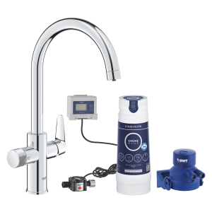 Смеситель для кухни GROHE Blue Pure BauCurve с функцией фильтрации, с фильтром в комплекте, хром (30581000)