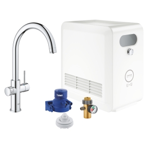 Смеситель для кухонной мойки GROHE Blue Professional с функцией фильтрации, с системой охлаждения и газирования воды, Wi-Fi, хром (31323002)