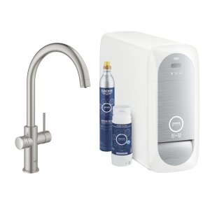 Смеситель для кухни GROHE Blue Home с системой фильтрации, охлаждения и газирования воды, суперсталь (31455DC1)