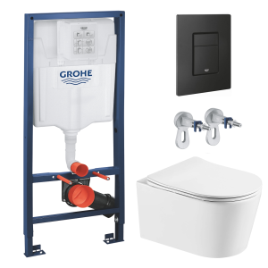 Комплект инсталляции GROHE Solido 38811KF0 с унитазом Aquatek ОБЕРОН AQ1365T-00 и сиденьем с микролифтом (NW0261)