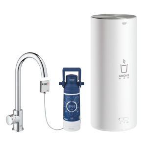 Комплект для кухни GROHE Red Mono с C-образным вентилем, бойлером L-Size и фильтром, хром (30080001)