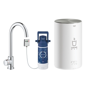 Комплект для кухни GROHE Red Mono с C-образным вентилем, бойлером M-Size и фильтром, хром (30085001)