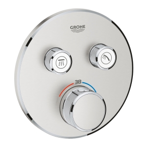 Внешняя часть термостата для ванны и душа GROHE Grohtherm SmartControl на 2 потребителя, круглая, суперсталь (29119DC0)