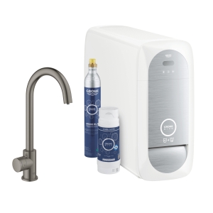 Кран для кухонной мойки GROHE Blue Home Mono с системой фильтрации, охлаждения и газирования воды, Wi-Fi, темный графит матовый (31498AL1)