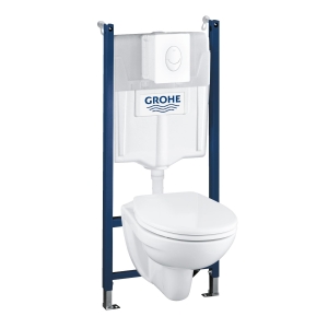 Комплект инсталляции GROHE Solido Compact 4 в 1 с подвесным унитазом Lecico Perth и панелью смыва Skate Air (39117000)