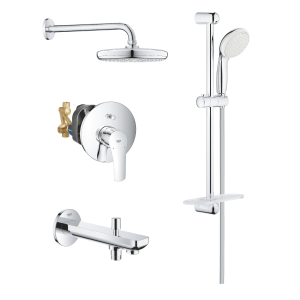 Готовый комплект для ванны GROHE Eurosmart скрытого монтажа, с ручным и верхним душем, хром (NB0062)