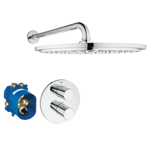 Набор GROHE Grohtherm 3000 Cosmopolitan для душа с термостатом: комплект встраиваемого термостата для душа + верхний душ GROHE Rainshower Cosmopolitan 310, хром (34571000)