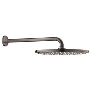 Верхний душ GROHE Rainshower с кронштейном, 9,5 л/мин, 1 режим, 380 мм, темный графит глянцевый (26066A00)