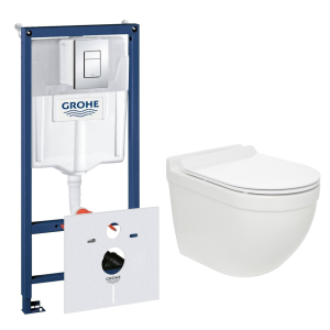Комплект инсталляции GROHE Rapid SL 38775001 с унитазом AQUAme AQM2010 и сиденьем с микролифтом, смыв Quiet (NW0313)