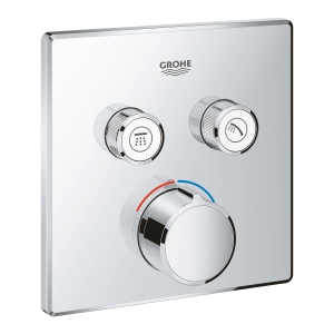 Внешняя часть смесителя для ванны и душа GROHE SmartControl квадратная, на 2 потребителя, хром (29148000)
