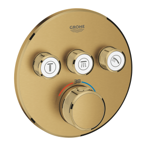 Внешняя часть термостата для ванны и душа GROHE Grohtherm SmartControl на 3 потребителя, круглая, холодный рассвет матовый (29121GN0)