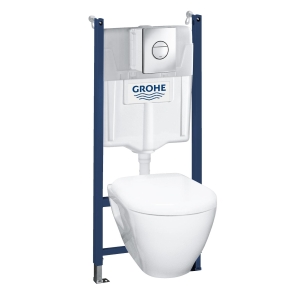 Комплект инсталляции GROHE Solido Compact, набор 4 в 1 с подвесным унитазом Lecico Serel и сиденьем (38950000)