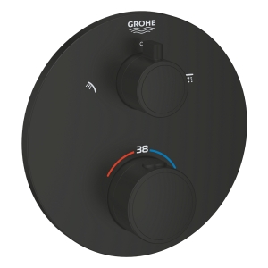Внешняя часть термостата для душа GROHE Grohtherm на 2 потребителя, круглая, матовый черный (1022082430)