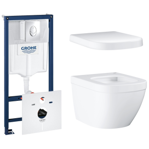 Комплект инсталляции GROHE Rapid SL 4 в 1 с унитазом Euro Ceramic и сиденьем (NW0130)