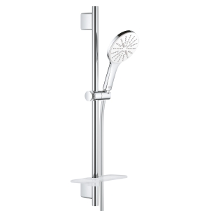 Душевой гарнитур GROHE Rainshower SmartActive 130 с мыльницей, 3 режима струи, душевая штанга 600 мм, 12 л/мин, белая луна (26576LS0)