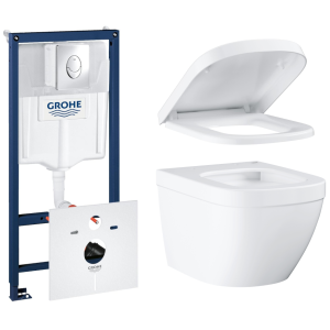 Комплект инсталляции GROHE Rapid SL 4 в 1 с унитазом Euro Ceramic и сиденьем с микролифтом (NW0133)