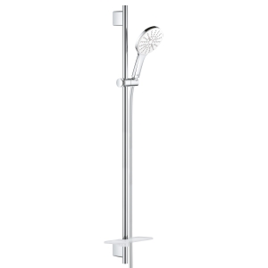 Душевой гарнитур GROHE Rainshower SmartActive 130 с мыльницей, 3 режима струи, душевая штанга 900 мм, 9,5 л/мин, белая луна (26579LS0)