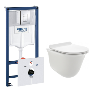 Комплект инсталляции GROHE Rapid SL 38775001 с унитазом AQUAme AQM2005 и сиденьем с микролифтом (NW0312)