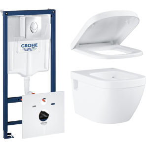 Комплект инсталляции GROHE Rapid SL 4 в 1 с унитазом Euro Ceramic и сиденьем с микролифтом (NW0139)