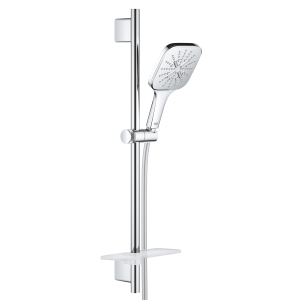 Душевой гарнитур GROHE Rainshower SmartActive 130 Cube с мыльницей, 3 режима струи, душевая штанга 600 мм, 9,5 л/мин, хром (26584000)