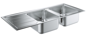 Мойка GROHE из нержавеющей стали с корзинчатым вентилем, оборачиваемая, 2 чаши, K500 80 -S 116/50 2.0 (31588SD0)