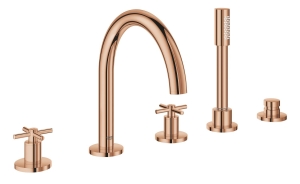 Смеситель для ванны GROHE Atrio двухвентильный, на 5 отверстий, на край ванны, теплый закат глянец (19923DA3)