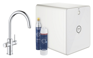 Смеситель для кухни GROHE Blue Red in One с системой охлаждения, нагревания и газирования воды, с Wi-Fi, хром (31852000)