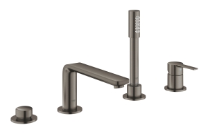 Смеситель для ванны GROHE Lineare на 4 отверстия, на край ванны, темный графит матовый (19577AL1)